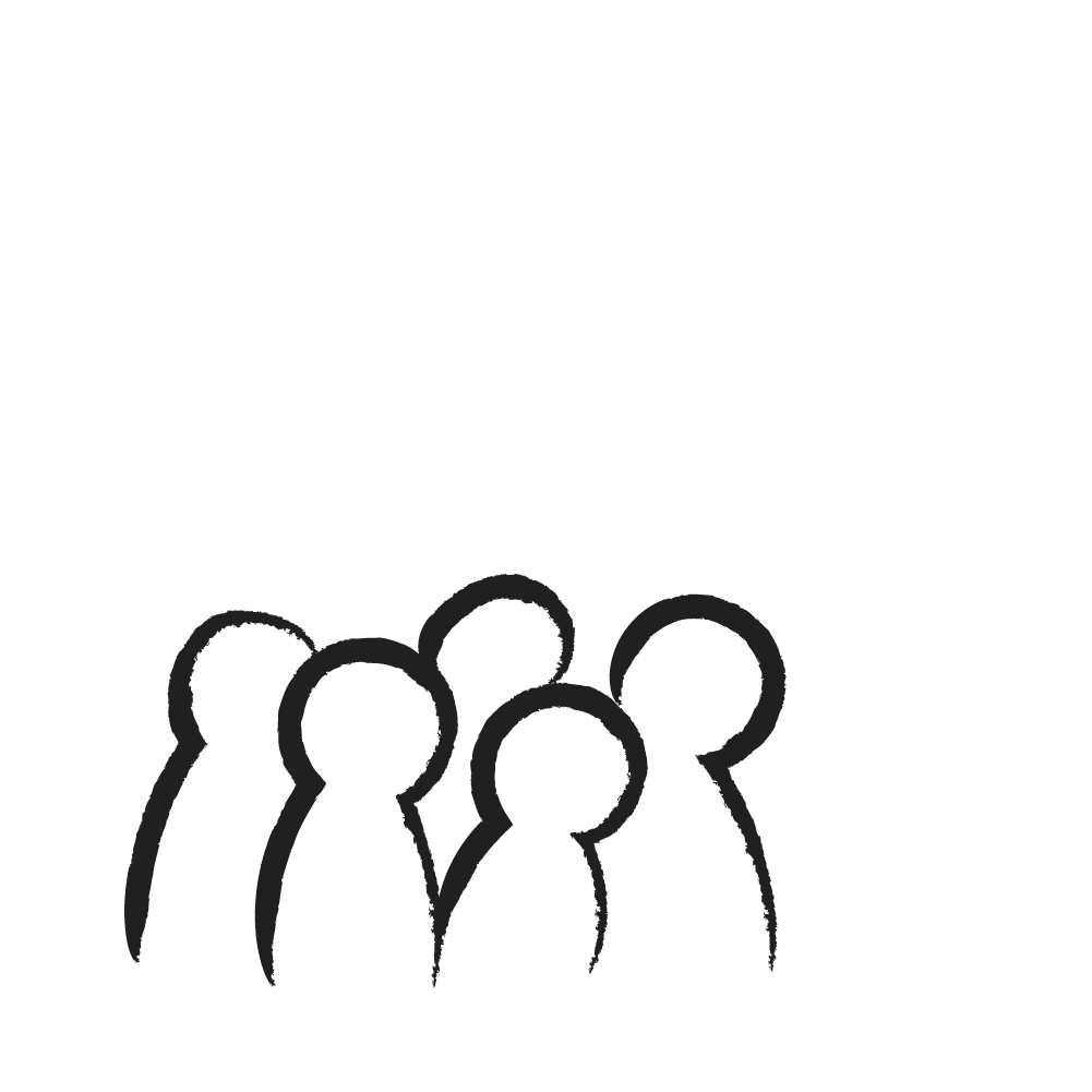 An illustrated gif of a group of people with speech bubbles of different colors popping above each of their heads.